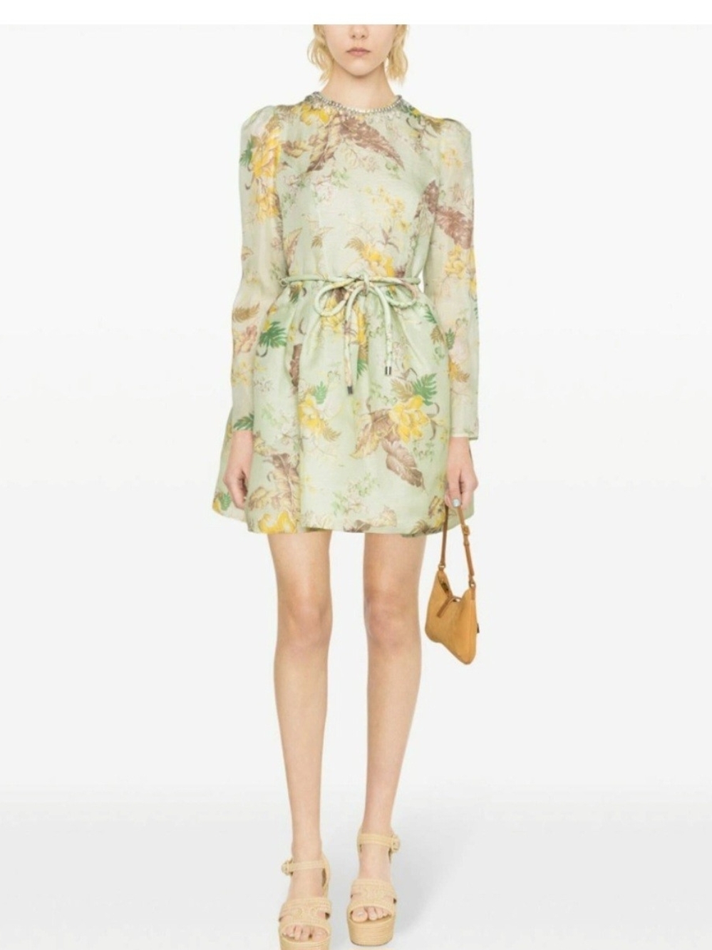 Zimmermann Matchmaker Tulip Mini Dress Mint Tropical Floral Sz 2